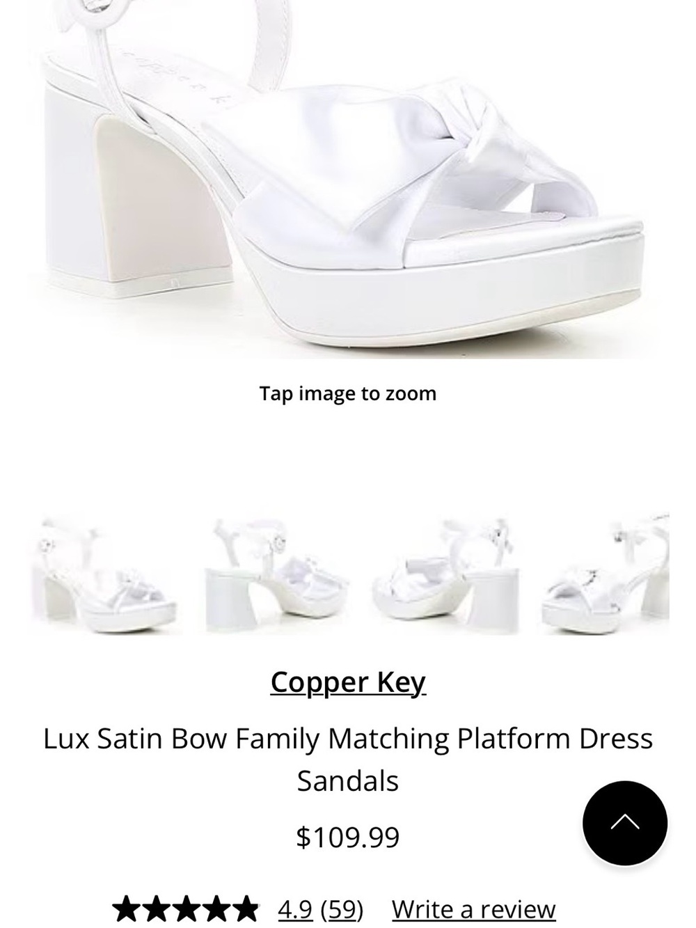 Copper Key White Satin Bow Platform Sandals with Block Heel